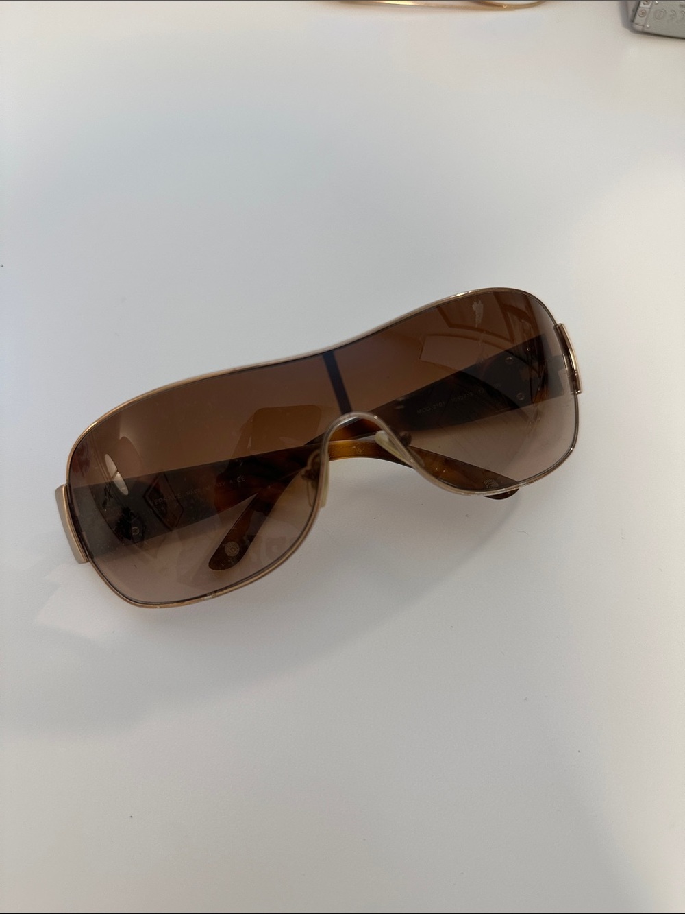 Versace Brown Shield Sunglasses with Gradient Lenses